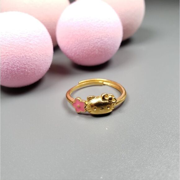 Brand New Hello Kitty 999 Gold Sakura Ring - Picture 3 of 5